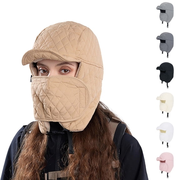 YABCSAZ Winter Trapper Ear Flap Hat for Women, Fleece Lined Hat with Ear Protection, Windproof Ushanka Winter Hat with Adjustable Faux Fur