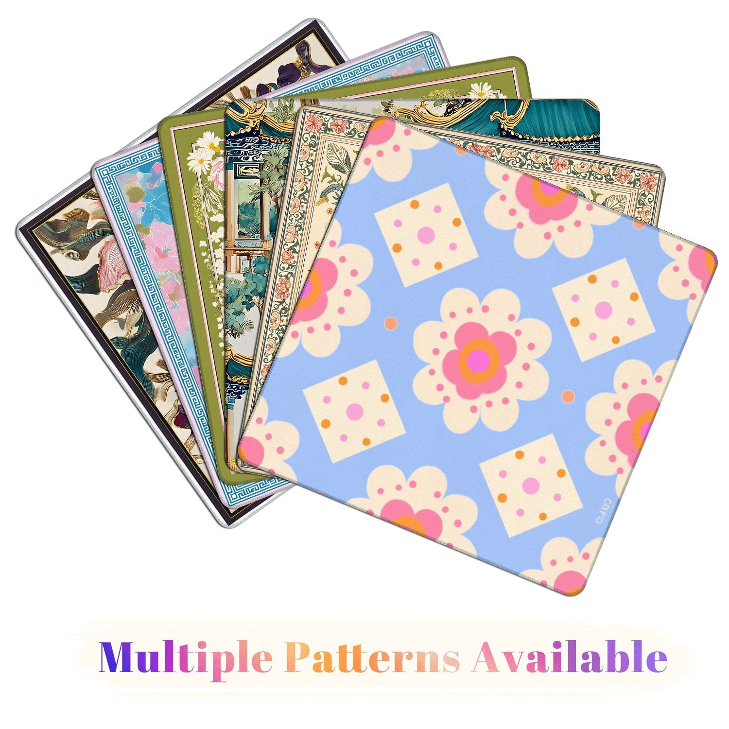 Mahjong Mat 31.5" x 31.5" Floral Geometric Pastel Tones Blue Non-Slip Noise Reduction American Mahjong Tiles Table Cover for Dominoes Poker Card Board Games Gift