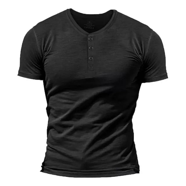 Playera Hombre Cuello Henley Casual Cómoda Manga Corta