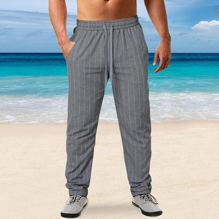 YUHAOTIN Lined Joggers Men's Spring and Summer Pinstripe Cotton