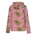 thumbnail image 3 of Women's Teddy Bear Coat Printed Double Layer Plush Pullover Fleece Hoodie Casual Loose Pocket Long Sleeve Sweatshirt,Pink,S, 3 of 6
