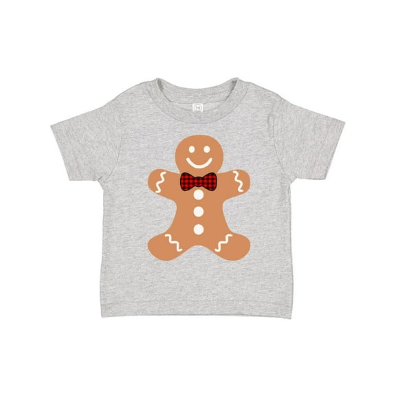 Inktastic Cute Gingerbread Man with Red Plaid Bowtie Boys or Girls Toddler T-Shirt