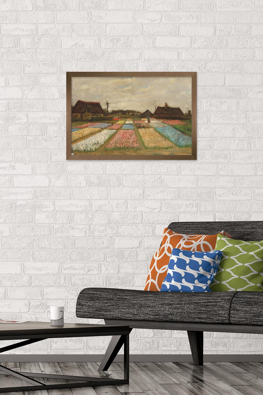 Flower Beds in Holland by Vincent van Gogh Wall Poster, 14.725" x 22.375" Framed