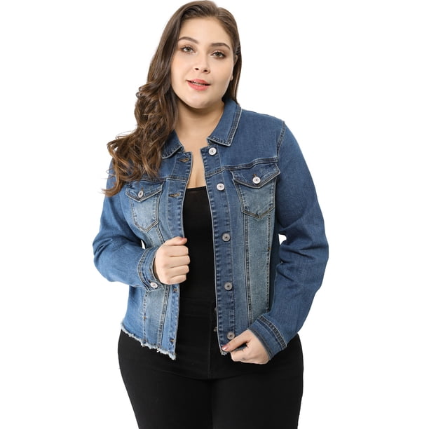 ChaqueDe MezclilDeshilachaCon Frente Lavado Clásico PaMujer De TalGrande Azul 1X