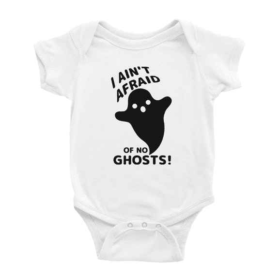 Halloween "I Ain't Afraid of No Ghosts" Funny Announcement Baby Jumpsuits Unisex
