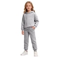 thumbnail image 2 of Girls Athletic Sweatsuit 2 Piece Outfit Long Sleeve Hoodie Pullover Sweatshirt Sweatpants Set Kids Teen Fall Trendy Tracksuit, 2 of 9