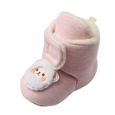 

JDEFEG 6-12 Month Shoes Cute Children Toddler Autumn and Winter Boys and Girls Flat Bottoms Non Slip Soft Plush Warm and Comfortable Cartoon Sheep Pattern Baby Shoes Dress Cotton Pink 14