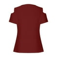 thumbnail image 7 of Jsaierl Cold Shoulder Tops for Women 2025 Summer Hollow Out Eyelet Short Sleeve T Shirts Going Out Blouses Ladies Tunic, 7 of 7