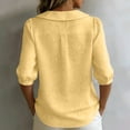 thumbnail image 5 of Womens Peter Pan Collar Button Down Shirt Puff Doll Half Sleeve Floral Tops Loose Fit Dressy Casual Office Going Out Shirts Yellow XL, 5 of 5