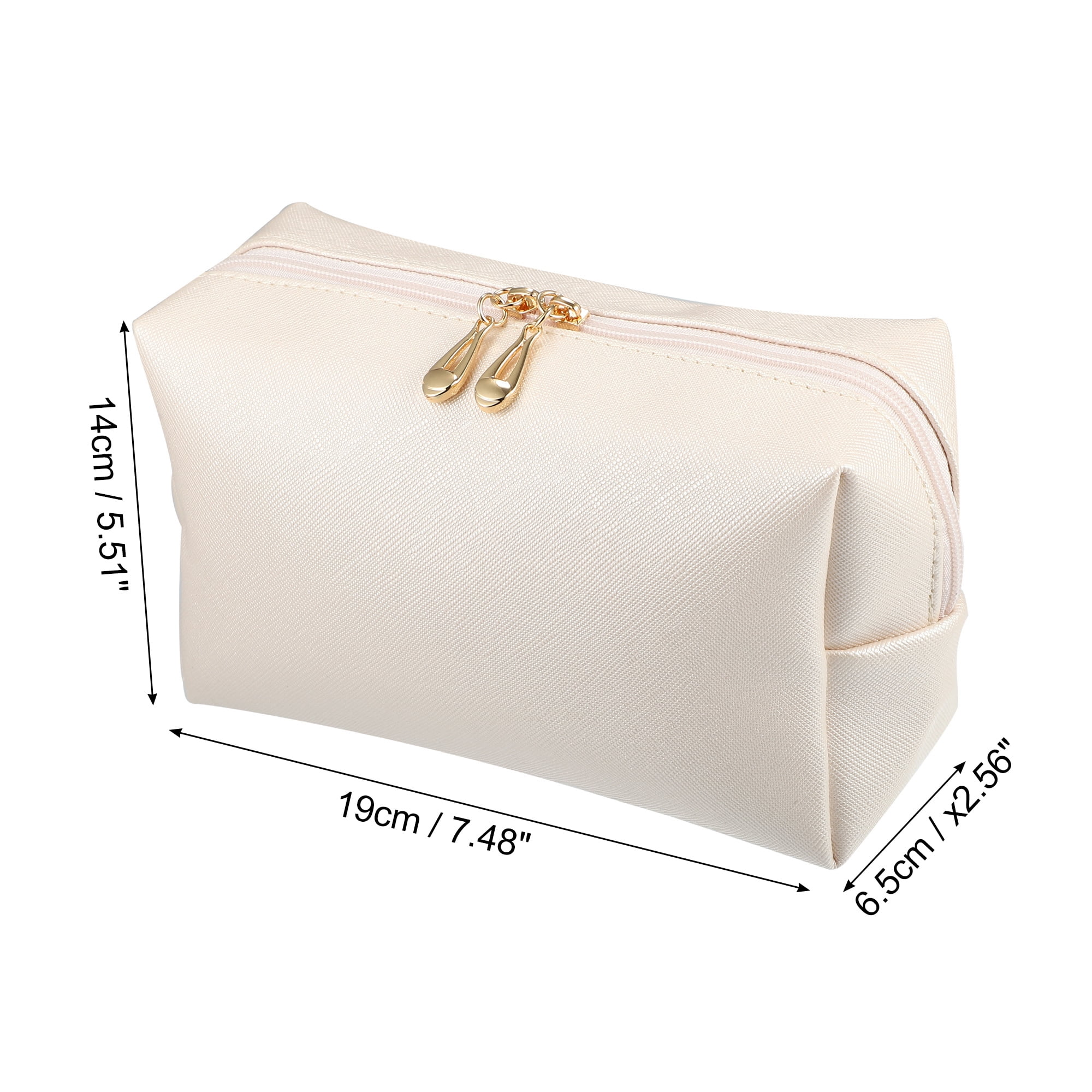 Unique Bargains Floral Makeup Bag Zipper Flower Cosmetic Pouch Beige