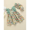 thumbnail image 3 of Kiapeise Toddler Baby Girl Clothes Ruffle Sleeveless Floral A-Line Dress+Floral Hat Infant Girl Summer Outfits Set, 3 of 9