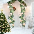 thumbnail image 5 of Kugisaki Christmas Decoration Christmas Floral Garland With Red White Flowers 6.7FT Green Foliage Holiday Decoration For Mantel Doorway And Staircase Indoor Outdoor Christmas Decor, 5 of 6