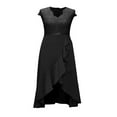 thumbnail image 3 of Women Lace Cap Sleeve Dress Casual Ruffle High Low Party A-Line Dress, 3 of 6