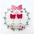 thumbnail image 2 of Holiday Time Red Velvet Bow Stud Earrings and Faux Pearl Santa and Reindeer Rings, 3-Piece Set, 2 of 3