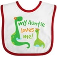 thumbnail image 3 of Inktastic My Auntie Loves Me Dinosaur Boys Baby Bib, 3 of 4