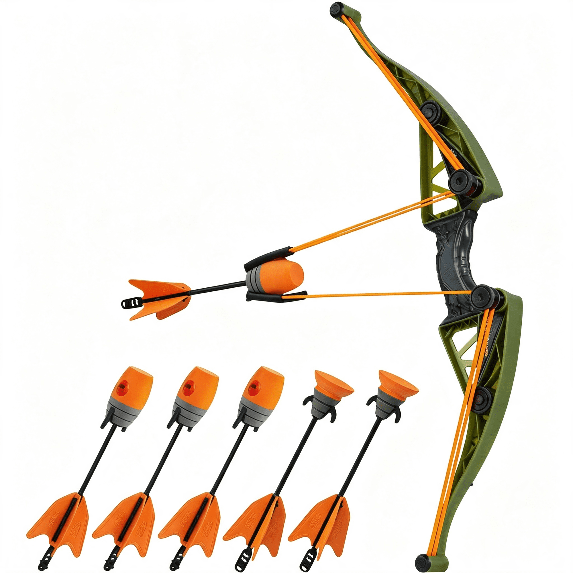 BESTSKY Z-Curve Bowpack 1 Green Bow 4 Orange Zonic Whistle Shoots Up to 200 Feet|Soft Bounce-Back Backyard&Beach Target Play