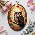 thumbnail image 7 of Canvas Wall Art Whimsical Owl Stained Glass Autumn Forest Vivid Colors Oval Framed Canvas Prints Vintage Wall Hanging Decor for Home Office Decorations 8.6"x11.4", 7 of 7