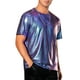 thumbnail image 4 of Camiseta de manga corta para hombre INSPIRE CHIC con estampado metálico de animales para fiestas disco XL púrpura azul, 4 of 6