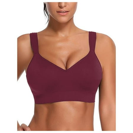 

KEJIG High Quality Women V-Neck Solid Comfort Sports Yoga Top Traceless Camisole Underwear Bra