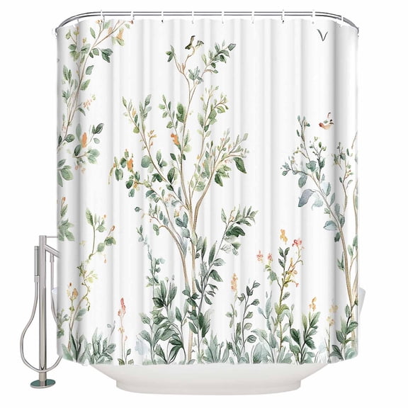 Extra Long Shower Curtain 72x84 Inch, Sage Green Trees Shower Curtain Waterproof Bathroom Decor Green Eucalyptus Leaves Fabric Bath Curtain Set Accessories with Hooks