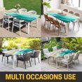 thumbnail image 5 of Ombre Turquoise Ocean Table Cloths for 6 Foot Rectangle Tables, Gradient Coastal Beach Waves Summer Patio Waterproof Elastic Fitted Tablecloths, Washable Rectangular Table Cover for Camping, 5 of 8
