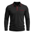 thumbnail image 3 of Busydd Quarter Zip Pullover Men Casual Solid Color Long Sleeve Shirts Trendy Comfortable Lapel Shirts for Men with Chest Pocket XL, 3 of 7