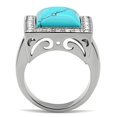 thumbnail image 3 of Luxe Jewelry Designs Men's Stainless Steel Ring with Sea Blue Synthetic Turquoise and Clear Stones -, 3 of 4