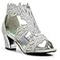 thumbnail image 3 of Enzo Romeo Lime03N Womens Open Toe Mid Heel Wedding Rhinestone Gladiator Sandal Wedge Shoes (7, Silver), 3 of 4