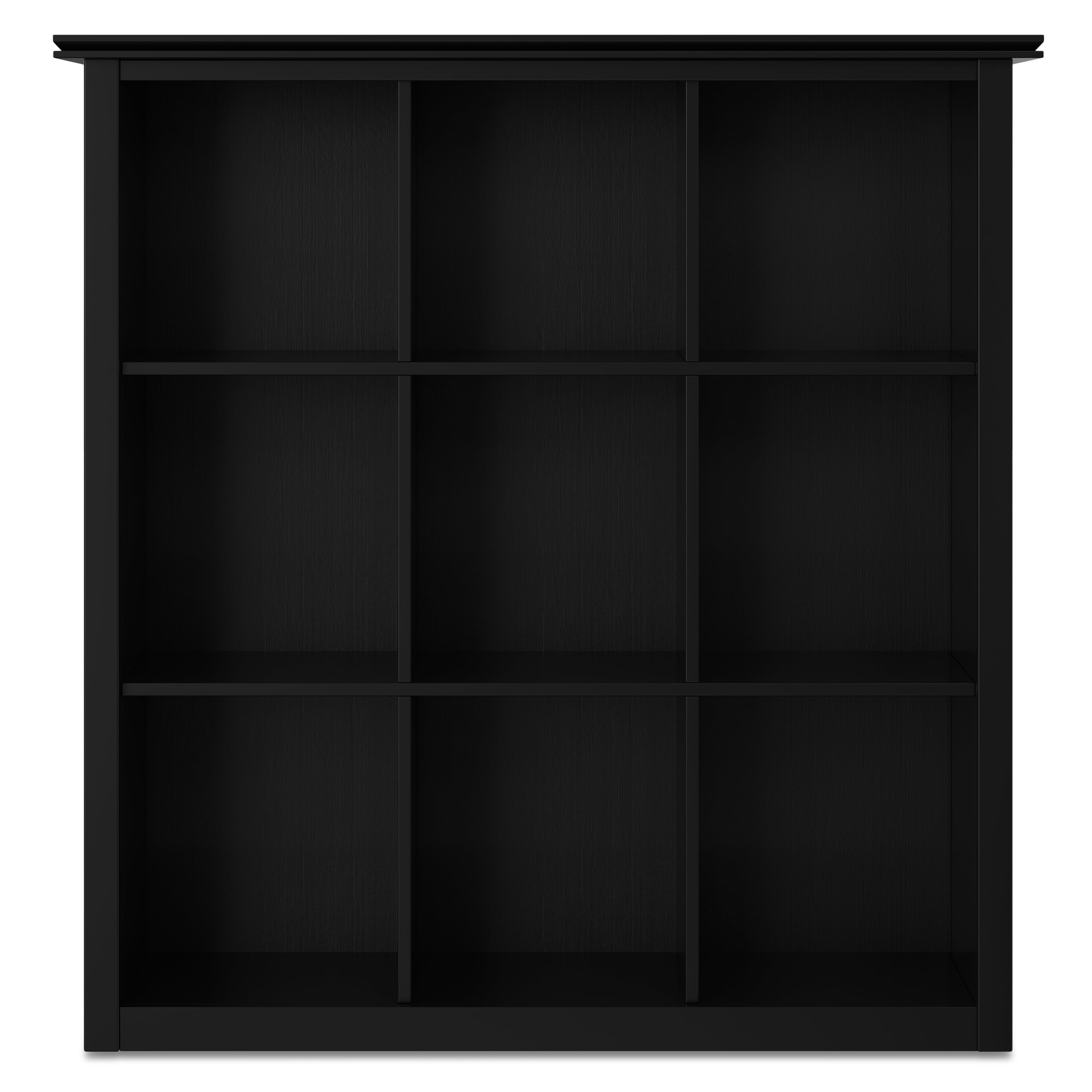 Simpli Home Artisan 45 inch x 43 inch Solid Wood Transitional 9 Cube Bookcase and Storage Unit in Black