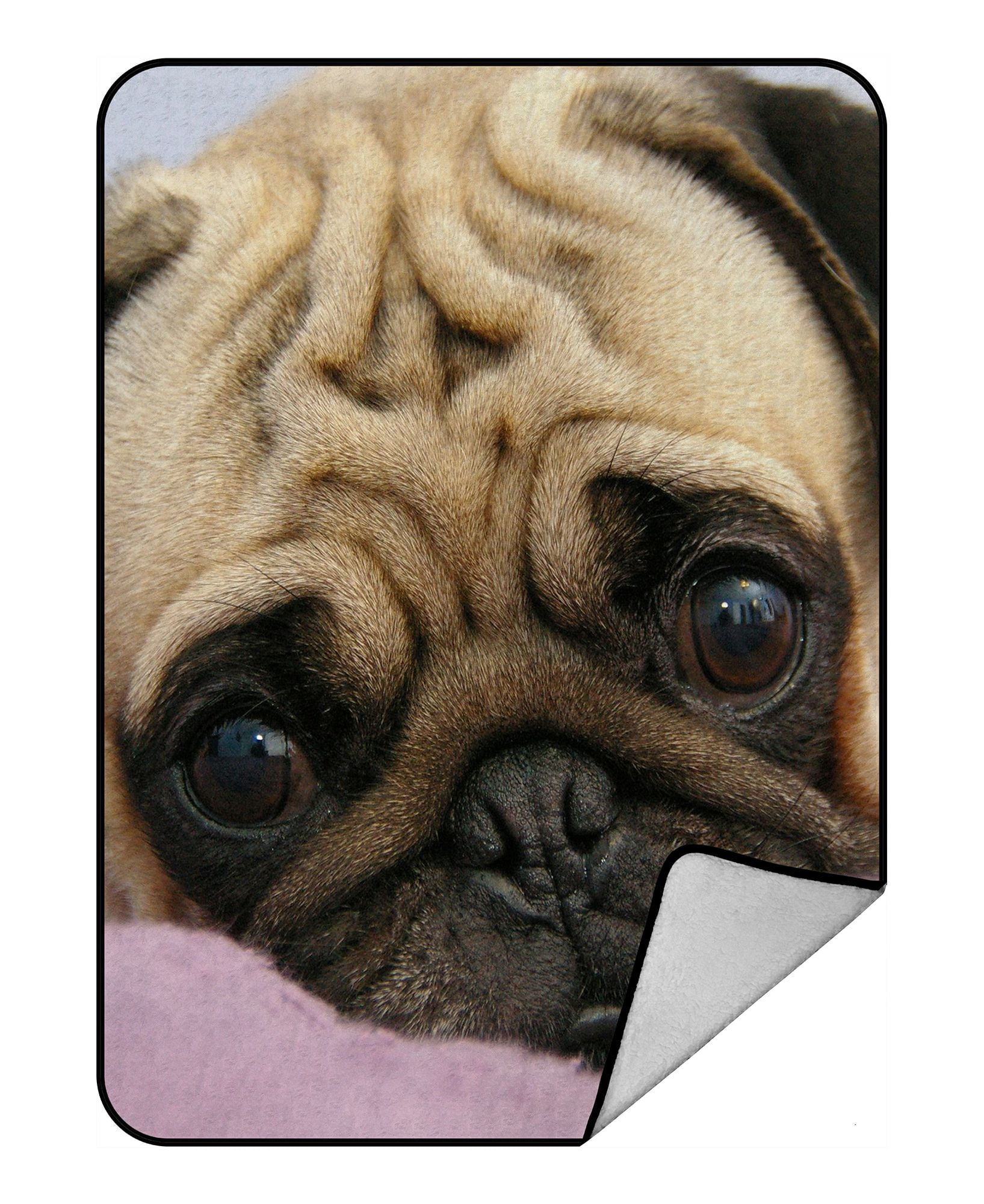 ZKGK Pug Puppy Blanket Crystal Velvet Front and Lambswool Sherpa Fleece