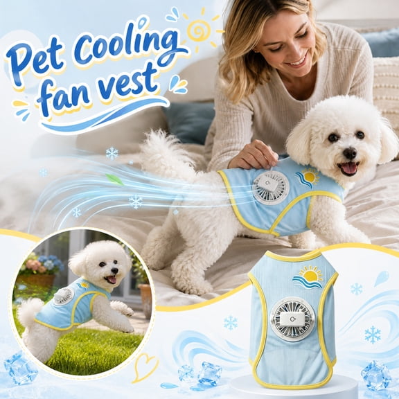 2 Pack, Dog Cooling Vest Small Dog Jacket with Portable Usb Fan Light Blue Breathable Summer Cooling Vest for Dogs Outdoor Cooling Gear for Walking Hiking, 1 Piece