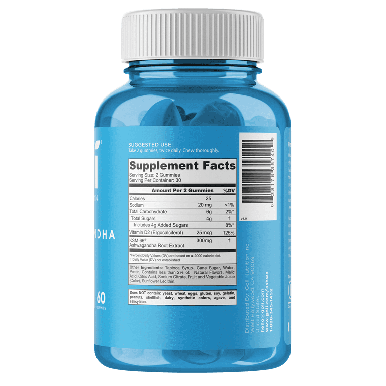 Goli Nutrition Ashwagandha Gummies, Mixed Berry Flavor, 60 Count, Stress Supplement