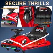 KerryYoo K71 Drift Kart, 24V Go Kart for Kids, Electric Ride on, 300W Brushless Motor, Ages 6+, 360° Drifting,High/Low Speed-Red