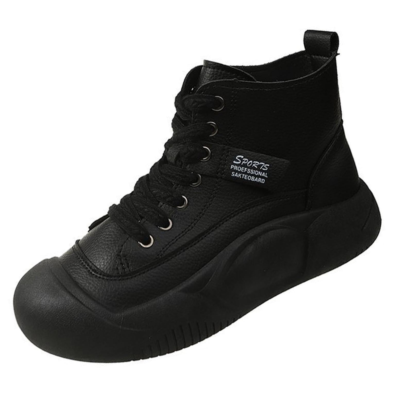 High Top Sneakers Nonslip Athletic Sneakers Boots for Walking Outdoor Autumn Black 35