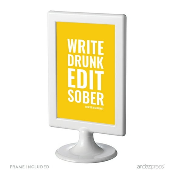 Write Drunk, Edit Sober Funny & Inspirational Quotes Office Framed Desk Art