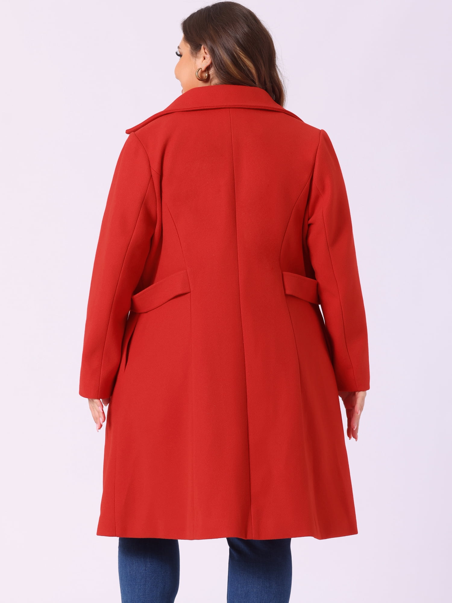 DARING DIVA Women's Plus Size Long Sleeve Utility Overcoat 1X Red