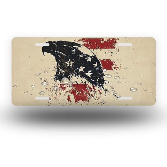 Retro style patriotic eagle silhouette Front License Plate, Funny Standard Plates Personalized Novelty Decorative For Men/Women/Boys/Girls Car 6×12 Inch