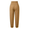 thumbnail image 4 of Womens Pants Lightweight Spring Summer Trousers for Women Linen Wide Leg Solid Color Elastic Waist Loose High Waisted with Pockets Pants Lounge Beach Trousers, 4 of 6
