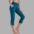 thumbnail image 6 of Inglocry Womens Capri Pants High Waisted Straight Leg Yoga Capris Leggings with Pockets Crop Workout Summer Pants Blue M, 6 of 7