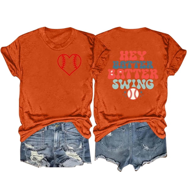 Camisetas de Manga Corta para las Mujeres Carta Impresa Doble Cara Suelta Tee, Casual Vintage Verano Top Mujeres
