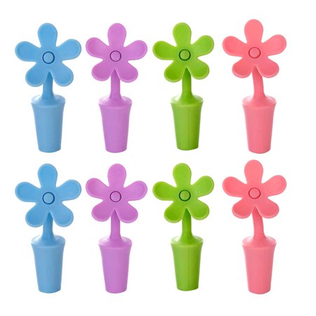

8Pcs Flower Shape Wine Stoppers Wine Bottles Stopper Sealed Bottle Silicone Caps