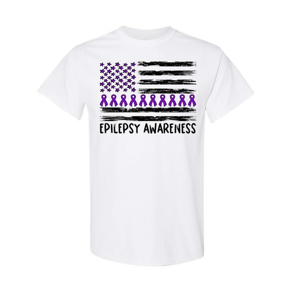 Inktastic Epilepsy Awareness Purple Ribbons and Flag T-Shirt
