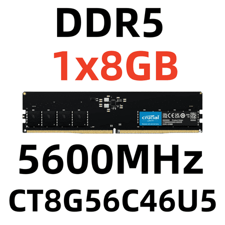 Crucial RAM DDR5 5600MHz 8GB Desktop Memory DIMM for PC,1x8GB,CT8G56C46U5
