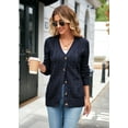 thumbnail image 7 of Women's Long Sleeve Cable Knit Sweater Open Front Cardigan Button Loose Outerwear, 7 of 7