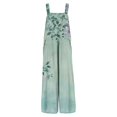 thumbnail image 6 of Women's Floral Print Sleeveless Overalls Loose Wide Leg Cotton Linen Jumpsuit with Pockets Green L, 6 of 7