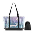 thumbnail image 7 of FORMRS Canvas Laptop Tote Bag for Women with 15.6" Computer Compartments Shoulder Handbag, Purple Night Deer, 7 of 7