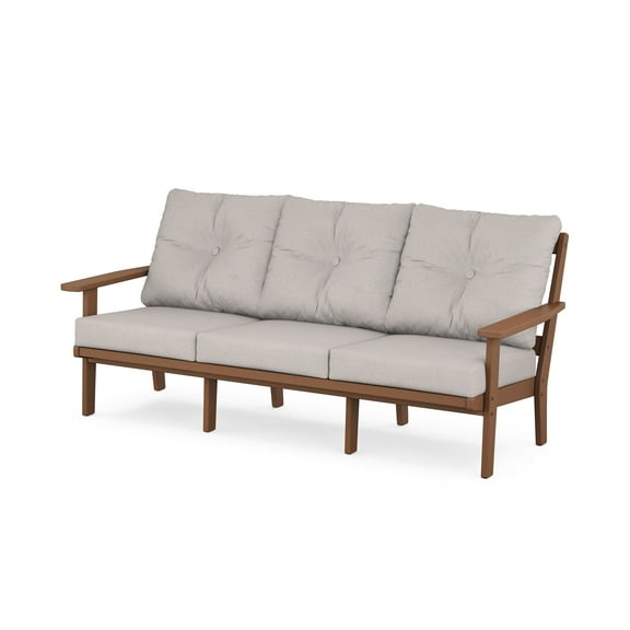 POLYWOOD® Prairie 
 Deep Seating Sofa in Teak / Dune Burlap