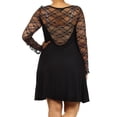 thumbnail image 4 of Lace Panel Stretch Rayon Flare Dress Scoop Neck (2X, Black), 4 of 4