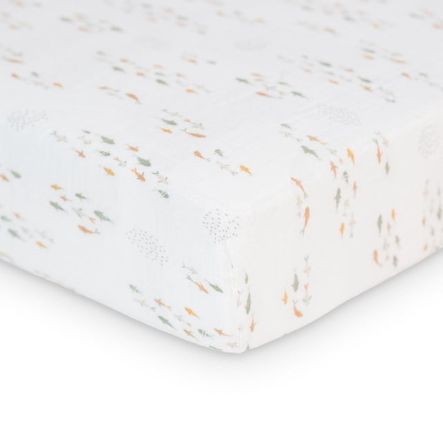 Lulujo - Baby, Infant - Boho Collection - Cotton Muslin Crib Sheet - Breathable, Lightweight