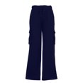 thumbnail image 6 of Women's New Straight Tube Solid Color Multi Pocket High Waisted Drawstring Work Pants, 6 of 8